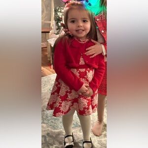 Janie and Jack Red and White Floral Dress